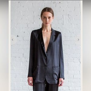 6397 ARMY GREEN SILK unlined unstructured Blazer